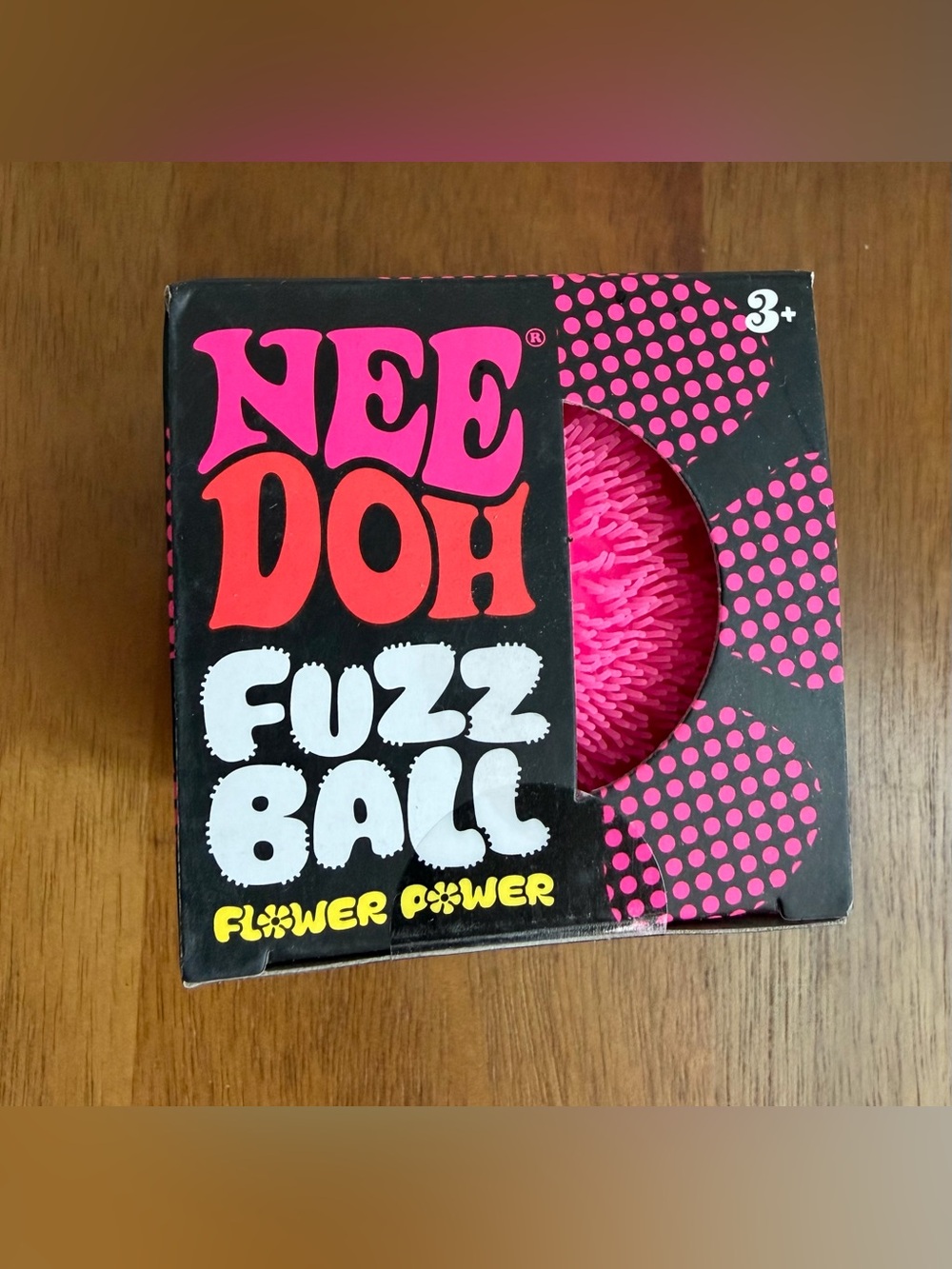 Needoh Fuzz Ball Flower Power Pink FuzzBall 2.5” Velvet Squeeze New In Box
